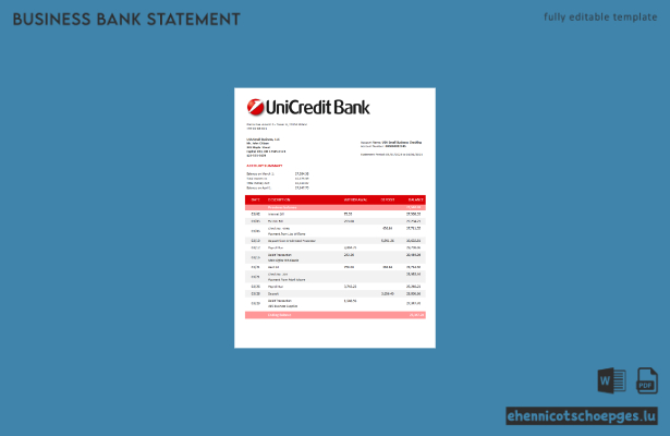 Unicredit Bank Unternehmenserklärung – Beispiel-Word- und PDF-Datei (Vorschau)